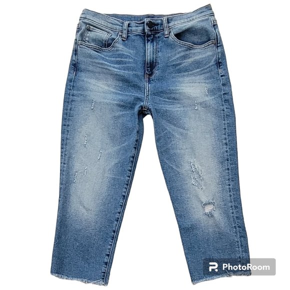 HALE Tyler Senna Distressed Cropped Boyfriend Jean with Raw Hem Size 28 - Picture 3 of 11